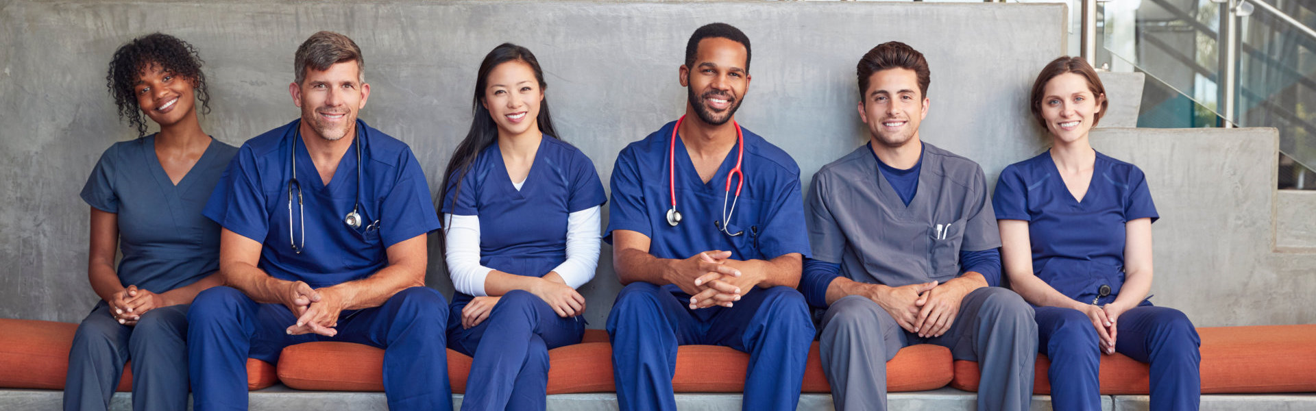 a group of people smiling